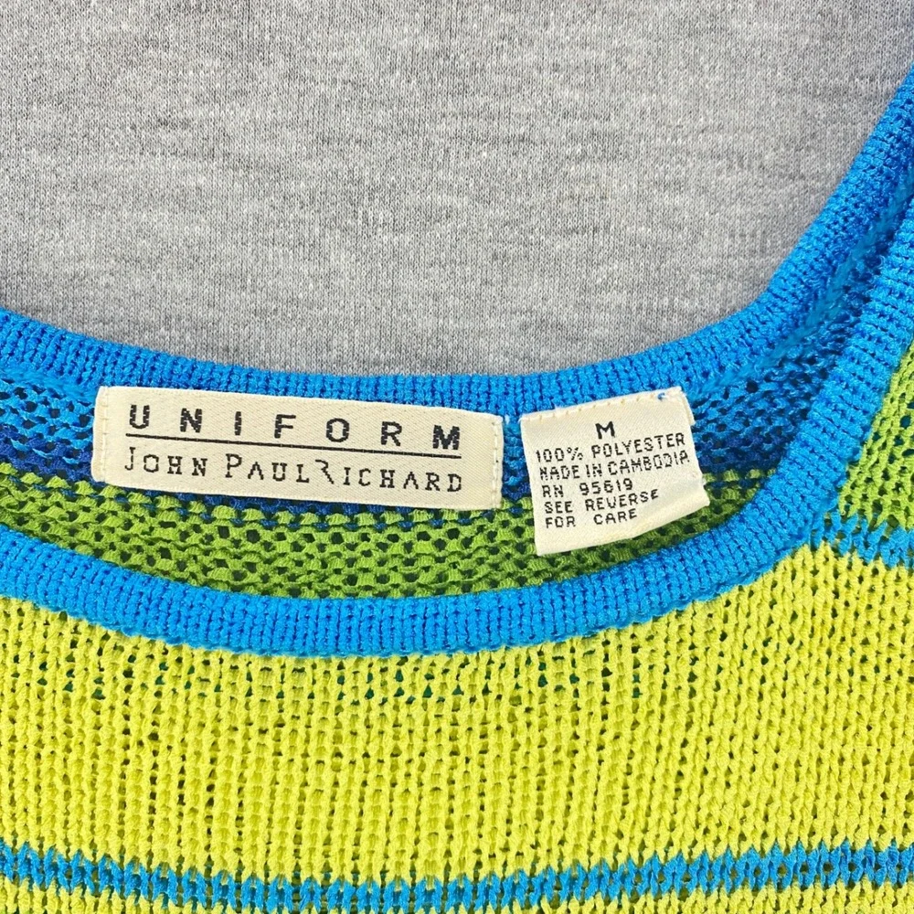 Uniform John Paul Richard Sleeveless Sweater Striped Tank M‎ Knit Resortwear - Picture 4 of 6